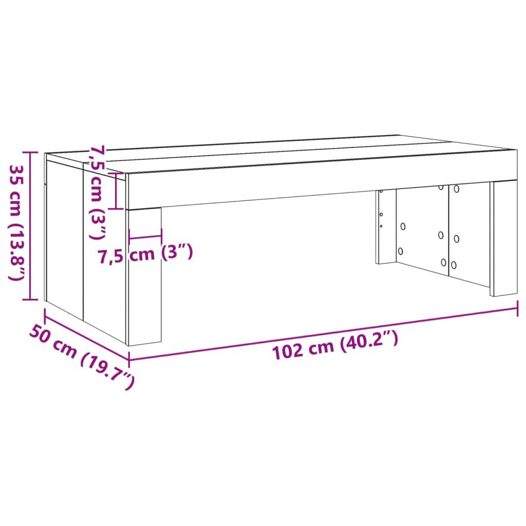 vidaXL Τραπεζάκι Σαλονιού Όψη Παλαιού Ξύλου 102x50x35 εκ. Επεξ. Ξύλο