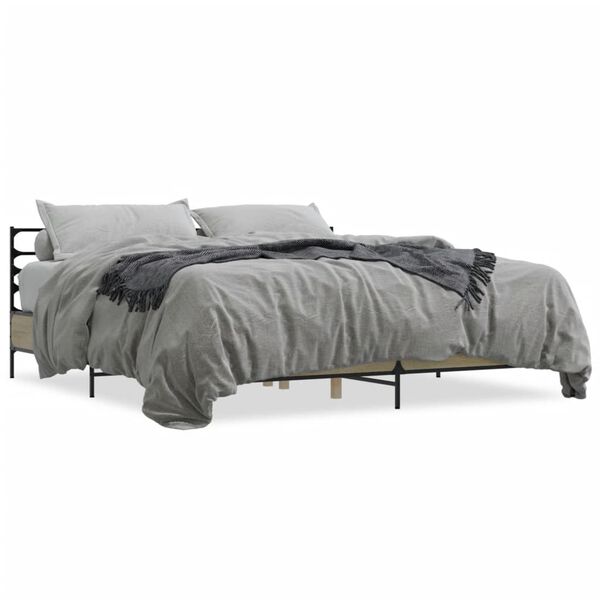 vidaXL Πλαίσιο Κρεβατιού Sonoma Δρυς 180x200 εκ. Επεξ. Ξύλο & Μέταλλο