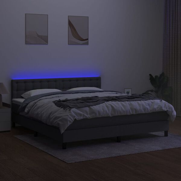 vidaXL &Kappa;&rho;&epsilon;&beta;ά&tau;&iota; Boxspring &mu;&epsilon; &Sigma;&tau;&rho;ώ&mu;&alpha; & LED &Sigma;&kappa;.&Gamma;&kappa;&rho;&iota; 160x200 &epsilon;&kappa; &Upsilon;&phi;&alpha;&sigma;&mu;ά&tau;&iota;&nu;&omicron;