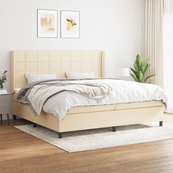 vidaXL &Kappa;&rho;&epsilon;&beta;ά&tau;&iota; Boxspring &mu;&epsilon; &Sigma;&tau;&rho;ώ&mu;&alpha; &Kappa;&rho;&epsilon;&mu; 200x200 &epsilon;&kappa;. &Upsilon;&phi;&alpha;&sigma;&mu;ά&tau;&iota;&nu;&omicron;