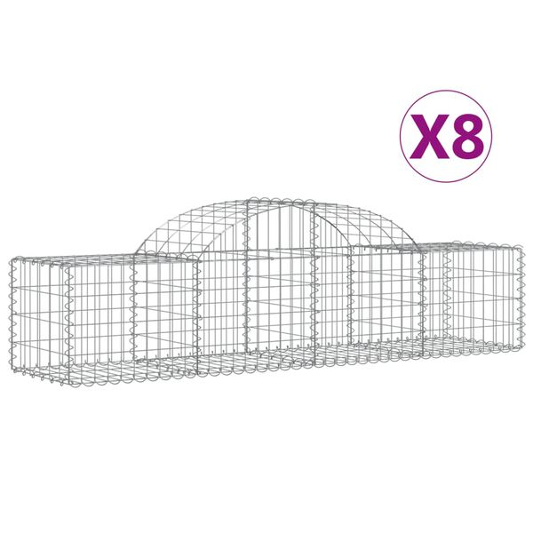vidaXL Συρματοκιβώτια Τοξωτά 8 τεμ. 200x50x40/60 εκ. Γαλβαν. Ατσάλι