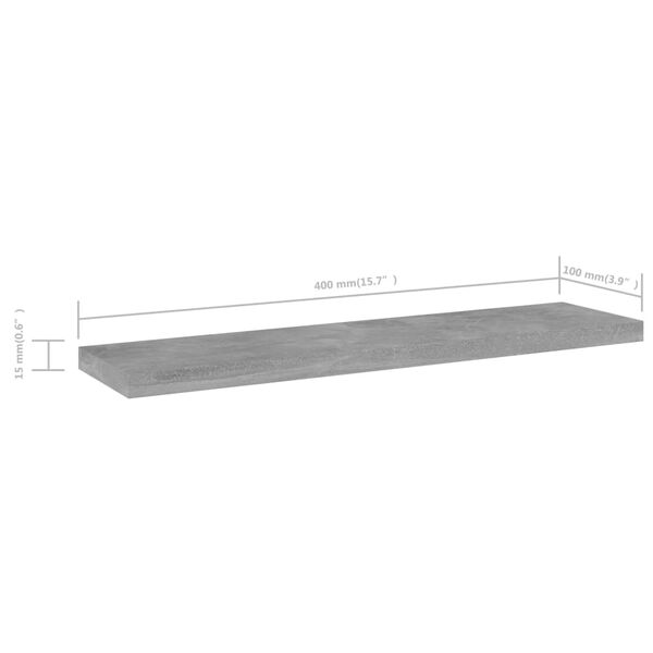 vidaXL Ράφια Βιβλιοθήκης 8 τεμ. Γκρι Σκυροδ. 40x10x1,5 εκ. Μοριοσανίδα