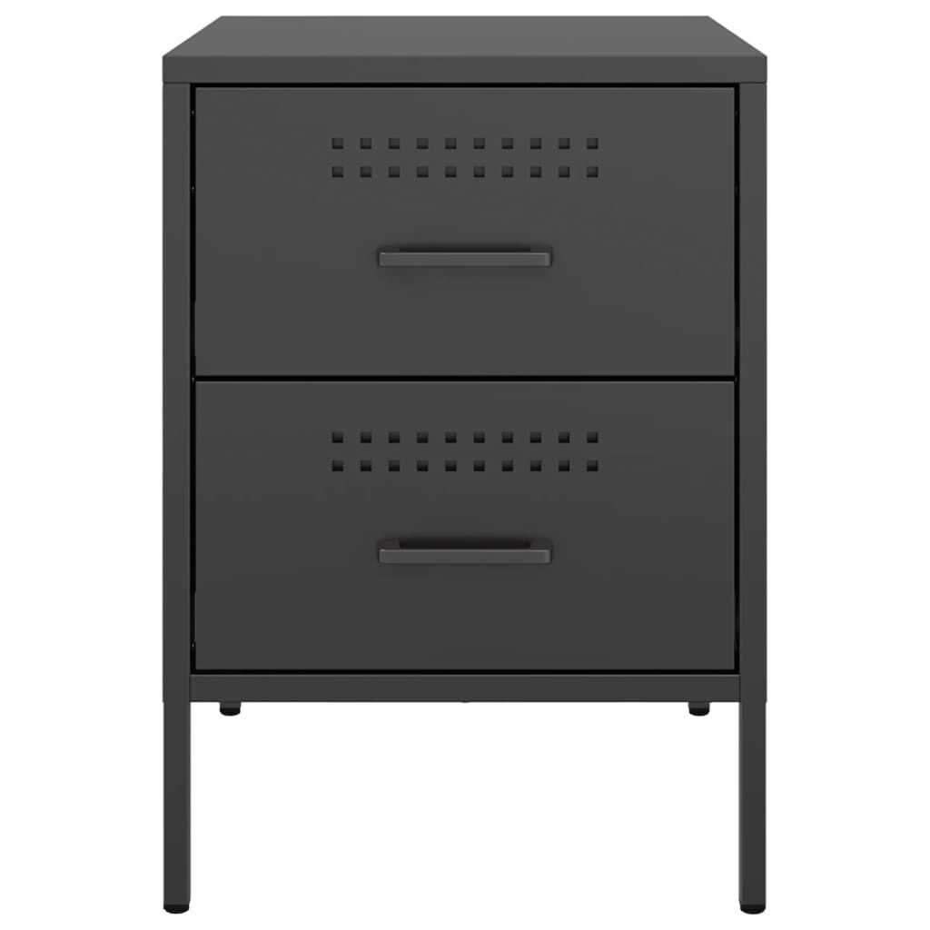 vidaXL Κομοδίνο Μαύρο 36x39x50,5 εκ. από Χάλυβα