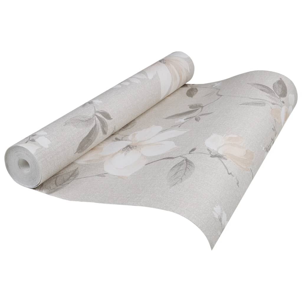 vidaXL Ταπετσαρία 3D Φλοράλ Γκρι 10x0,53μ Non-woven
