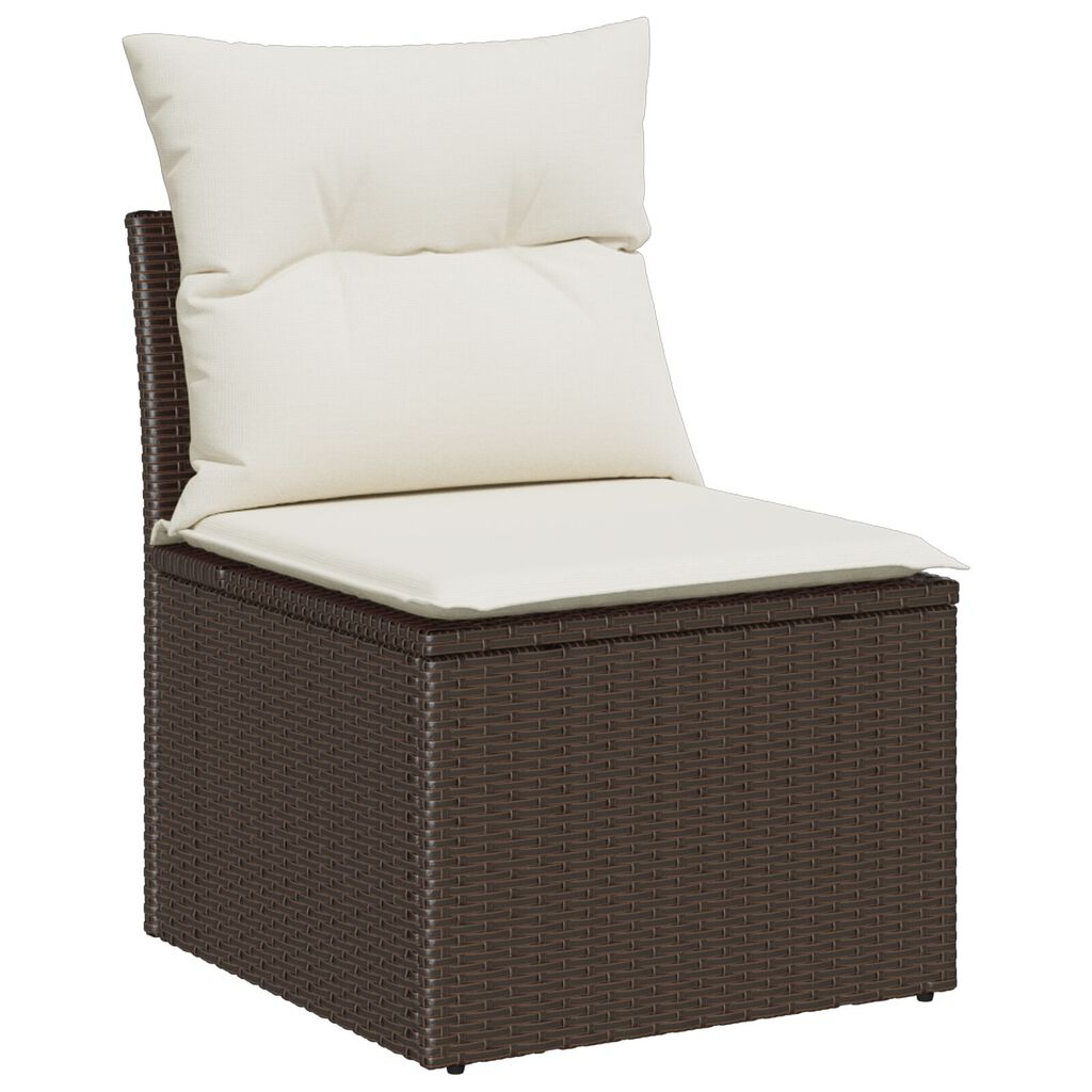 vidaXL Set Καναπέ Κήπου 8 Τεμαχίων με Μαξιλάρια Καφέ Ρατάν