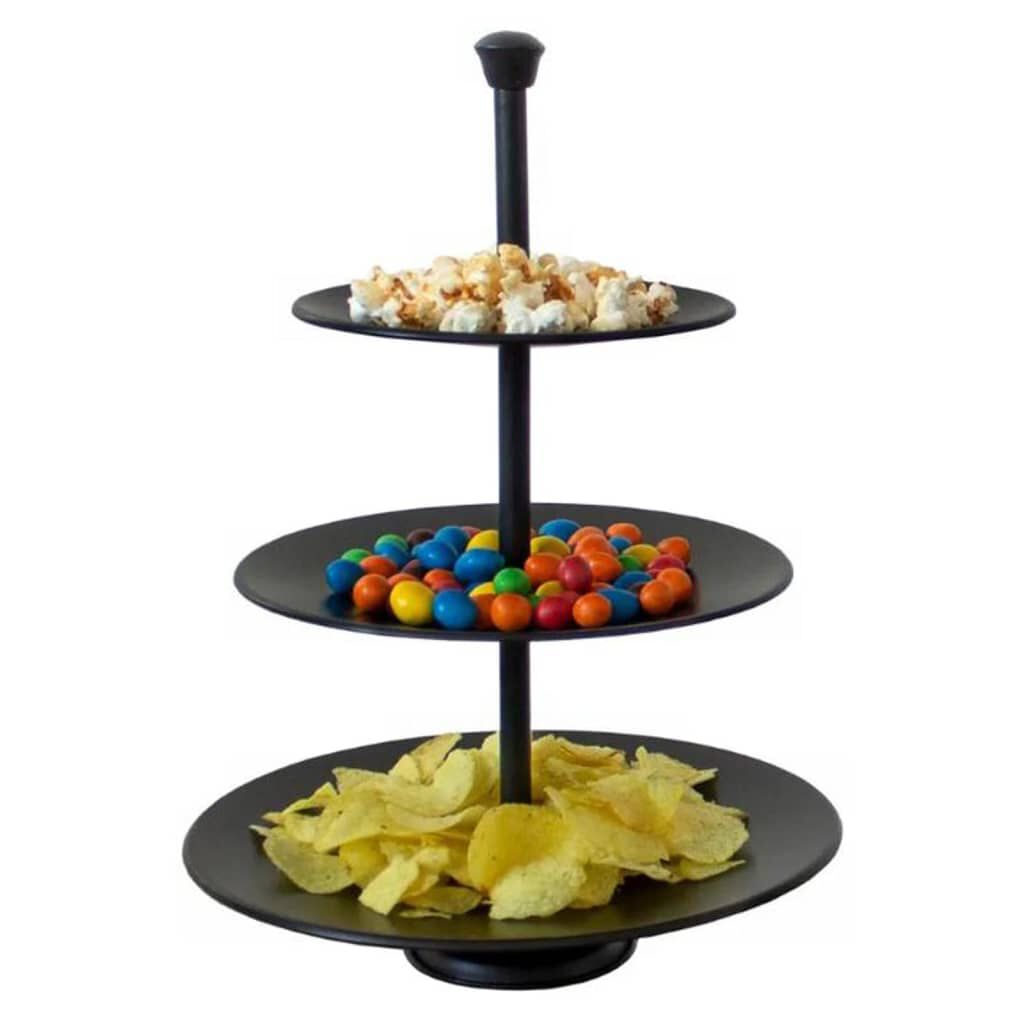 Excellent Houseware Βάση Σερβιρίσματος 3 Επιπέδων Ματ Μαύρο 36,5 εκ