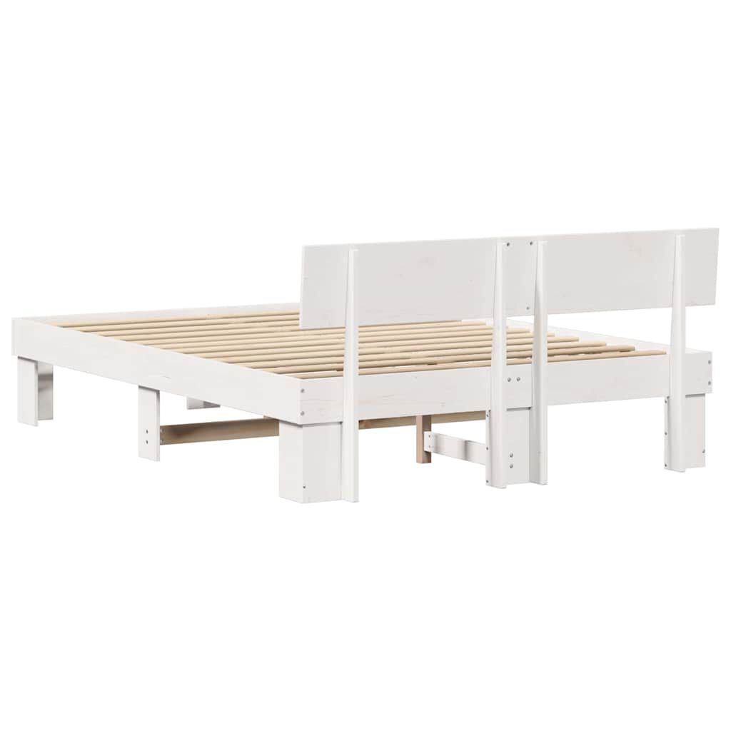 vidaXL Σκελετός Κρεβατιού Λευκό 140 x 200 cm Μασίφ ξύλο πεύκου
