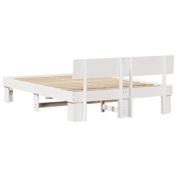 vidaXL Σκελετός Κρεβατιού Λευκό 140 x 200 cm Μασίφ ξύλο πεύκου