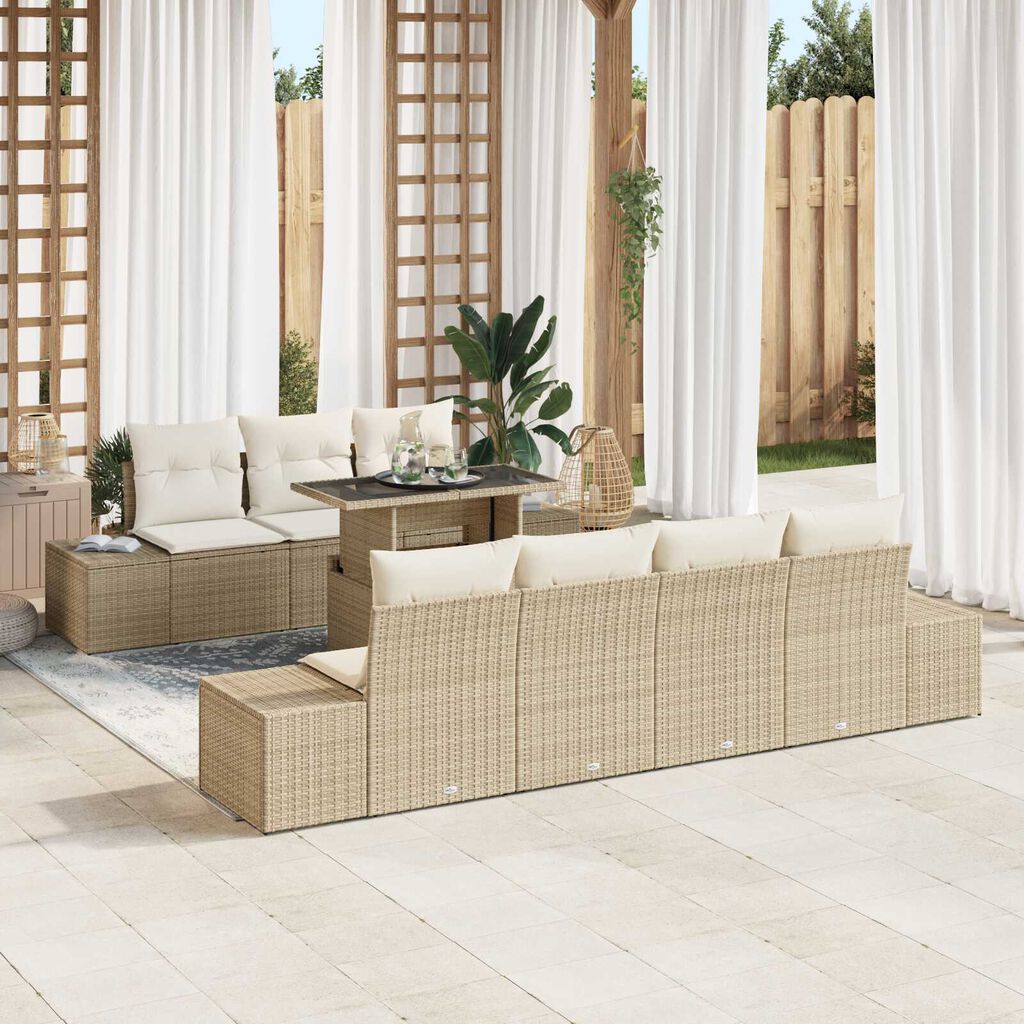 vidaXL Σετ Καναπέ Κήπου 8 pcs μπεζ και κρεμ 100 x 55 x 73 εκ.