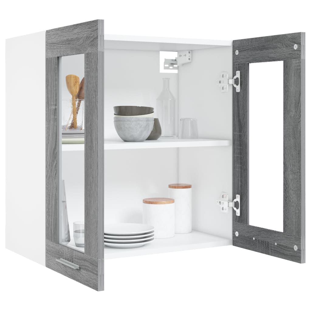 vidaXL Κρεμαστό Ντουλάπι Lyon Γυάλινο Γκρι Sonoma 60x31x60εκ.