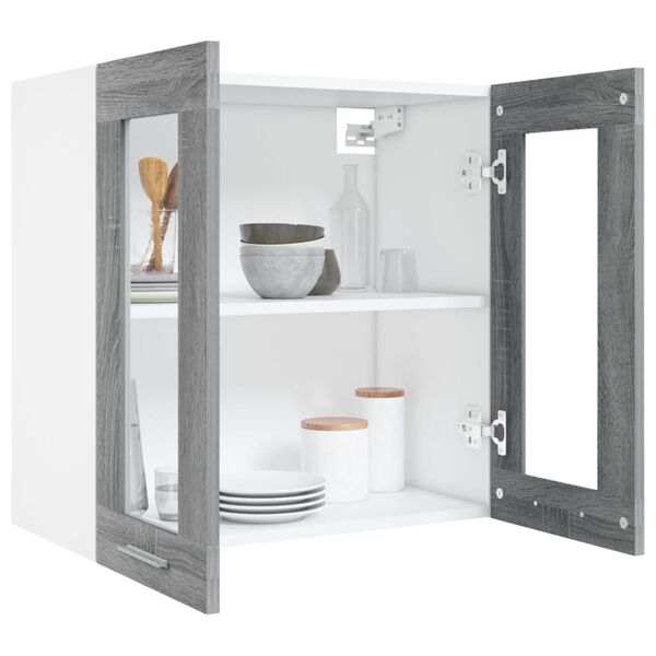 vidaXL Κρεμαστό Ντουλάπι Lyon Γυάλινο Γκρι Sonoma 60x31x60εκ.