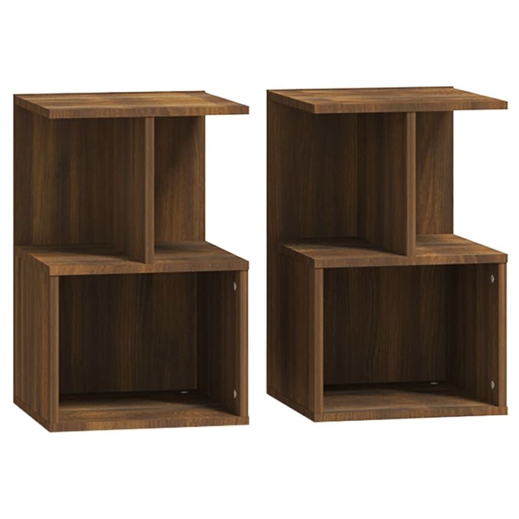 vidaXL Κομοδίνα 2 Τεμ. Καφέ Δρυς 35x35x55 εκ. από Επεξεργασμένο Ξύλο