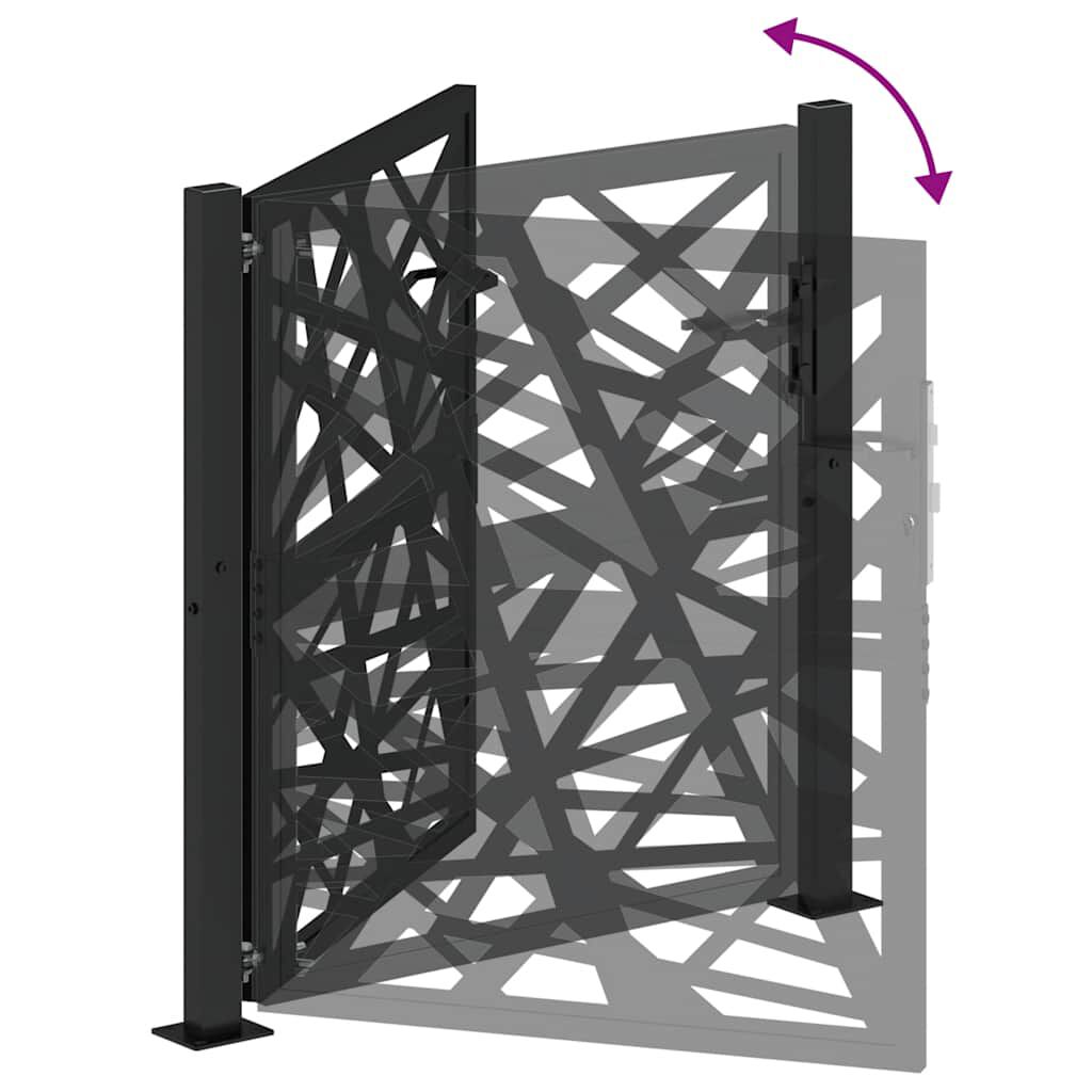 vidaXL Πύλη κήπου Μαύρη 105x106 cm Ατσάλινη ελαφριά σχεδίαση