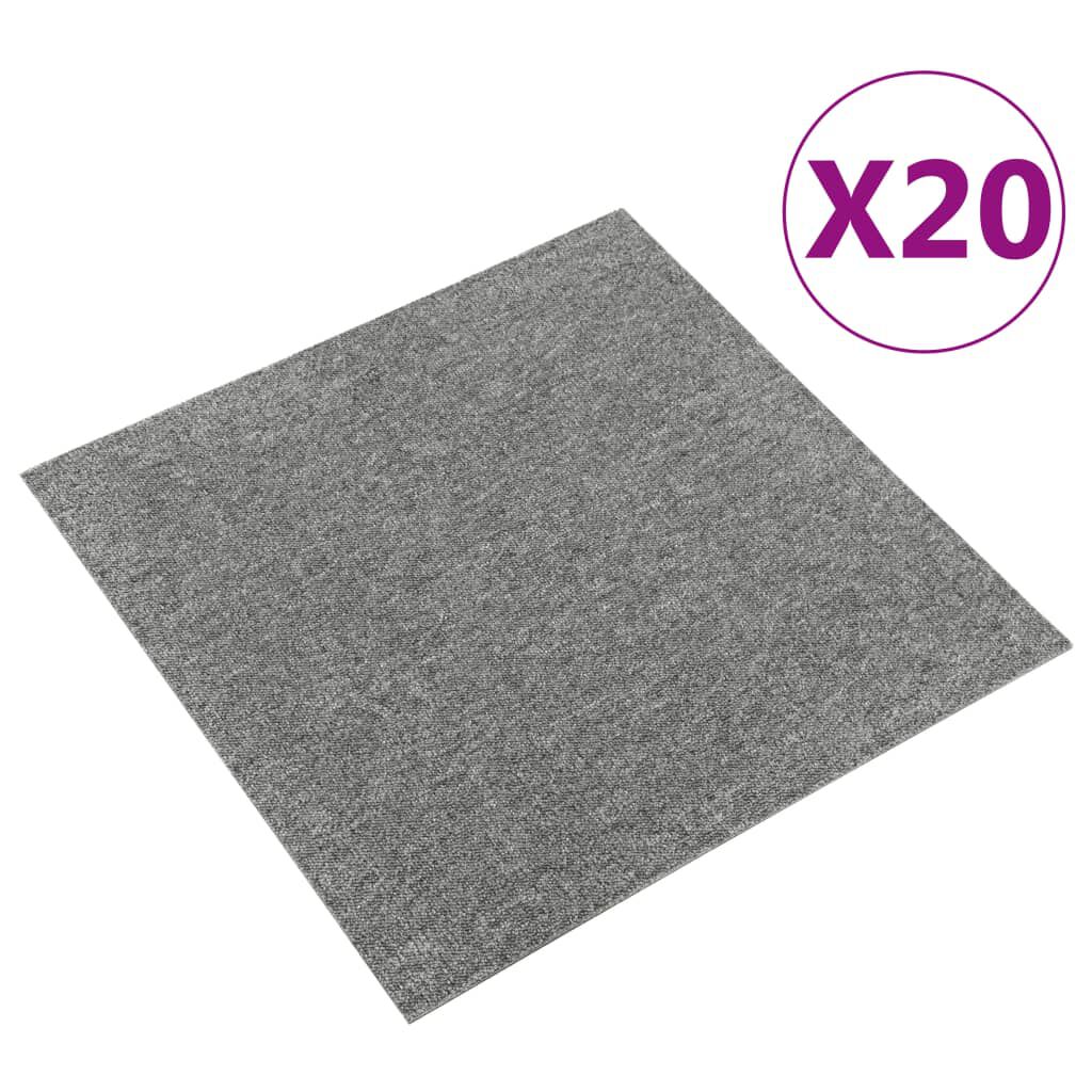 vidaXL Μοκέτα Πλακάκι 20 τεμ. Γκρι 5 μ² 50x50 εκ.