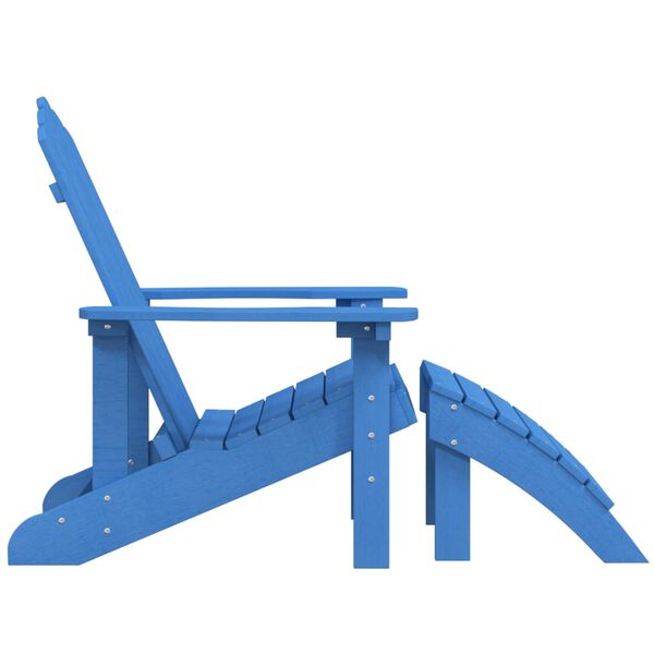 vidaXL Καρέκλα Κήπου Adirondack με Υποπόδιο Γαλάζιο από HDPE