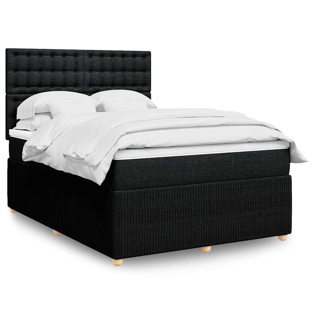 vidaXL Κρεβάτι Boxspring με Στρώμα Μαύρο 140x200 εκ. Υφασμάτινο