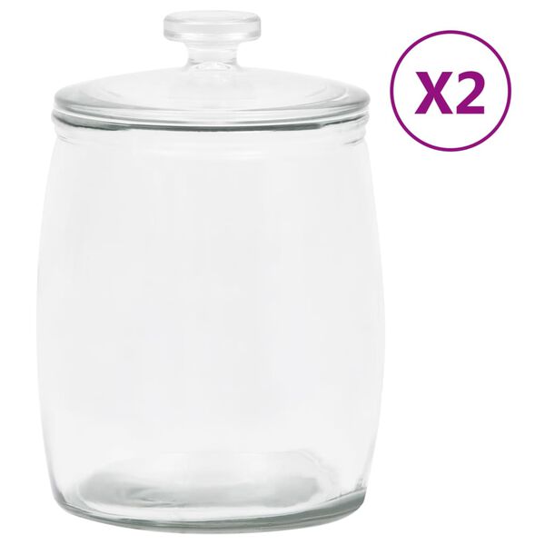 vidaXL Βάζα 2 τεμ. 8000 ml Γυάλινα με Καπάκι