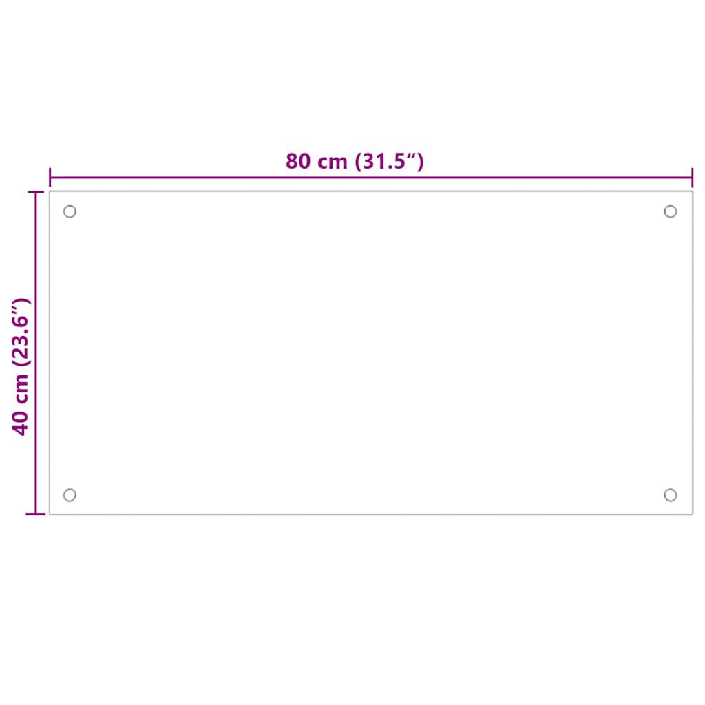 vidaXL Πλάτη Κουζίνας Μαύρη 80 x 40 εκ. από Ψημένο Γυαλί