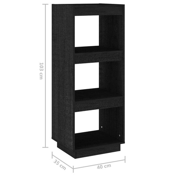 vidaXL Βιβλιοθήκη/Διαχωρ. Χώρου Μαύρο 40x35x103 εκ. Μασίφ Ξύλο Πεύκου