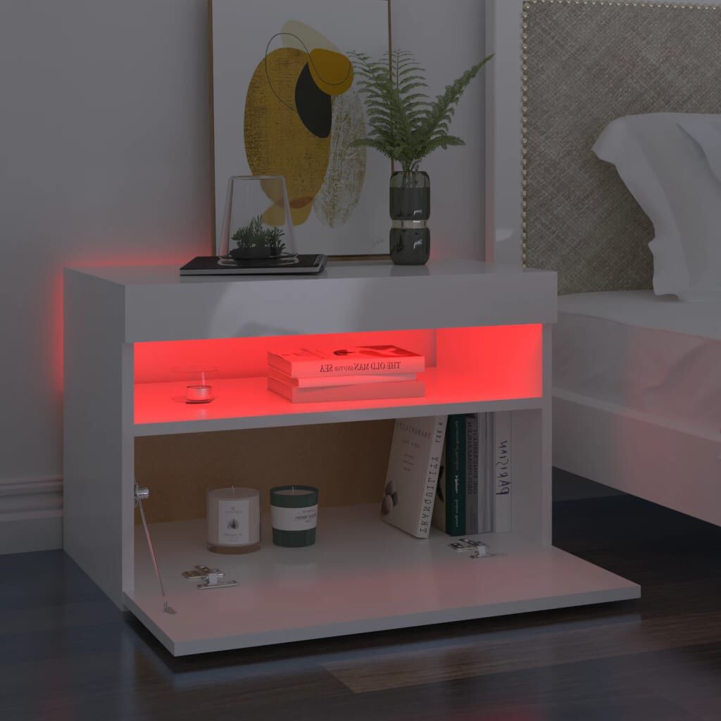 vidaXL Έπιπλο Τηλεόρασης με LED Γυαλιστερό Λευκό 60 x 35 x 40 εκ.