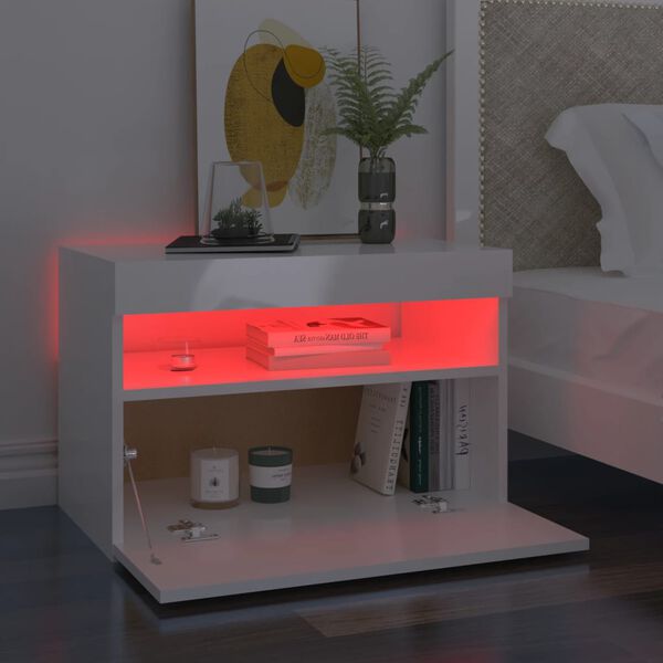 vidaXL Έπιπλο Τηλεόρασης με LED Γυαλιστερό Λευκό 60 x 35 x 40 εκ.
