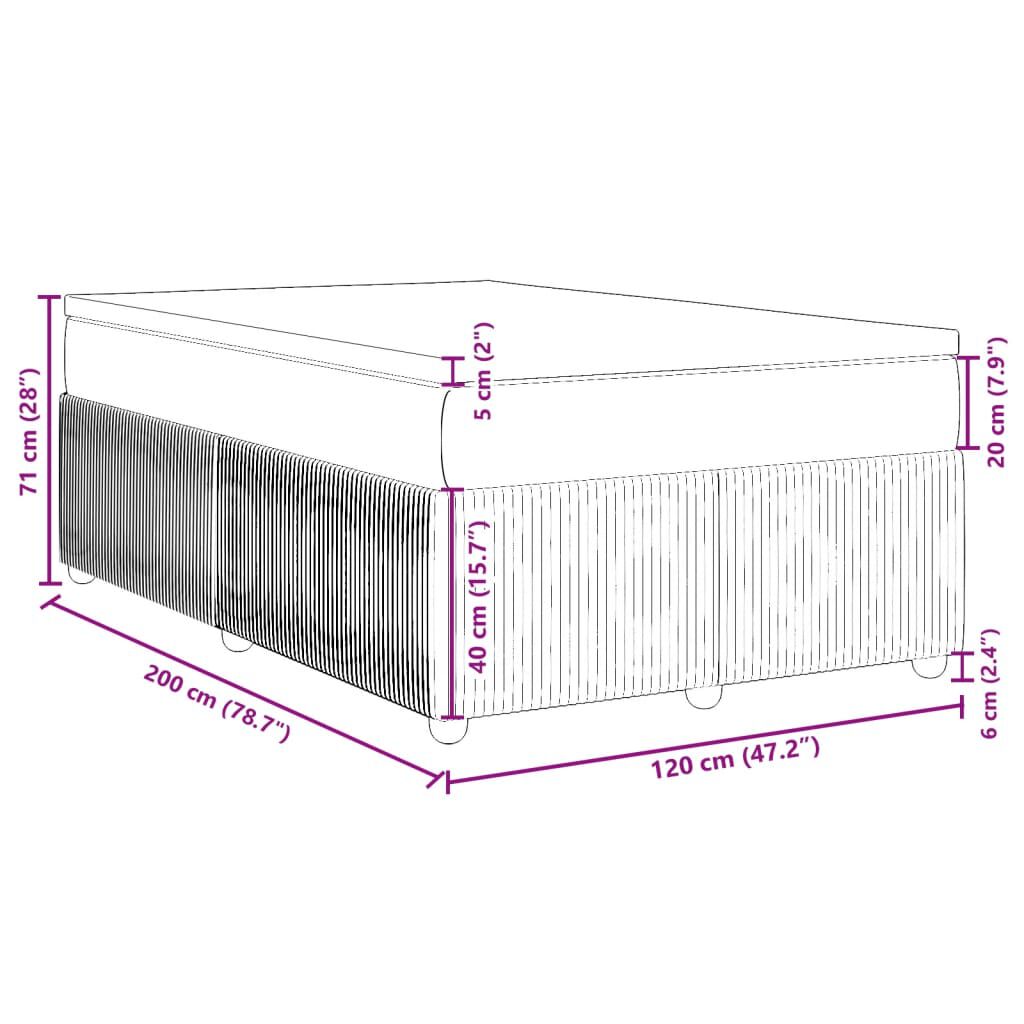vidaXL Κρεβάτι Boxspring με Στρώμα Ροζ 120x200 εκ. Βελούδινο
