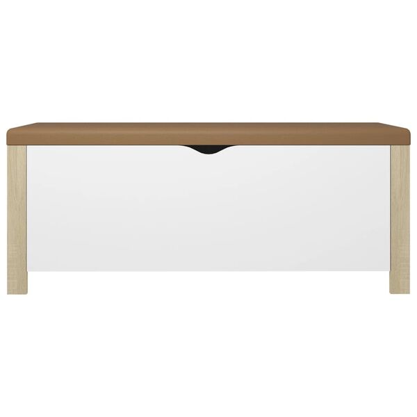 vidaXL Κουτί Αποθήκευσης Λευκό/Son. Δρυς 105x40x45εκ Μοριοσ. &Μαξιλάρι