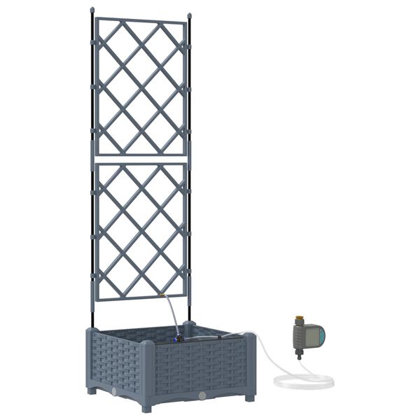vidaXL Γλάστρες Κήπου 1 τεμ Ανοιχτό γκρι 40 x 40 x 126 cm Πλαστικό