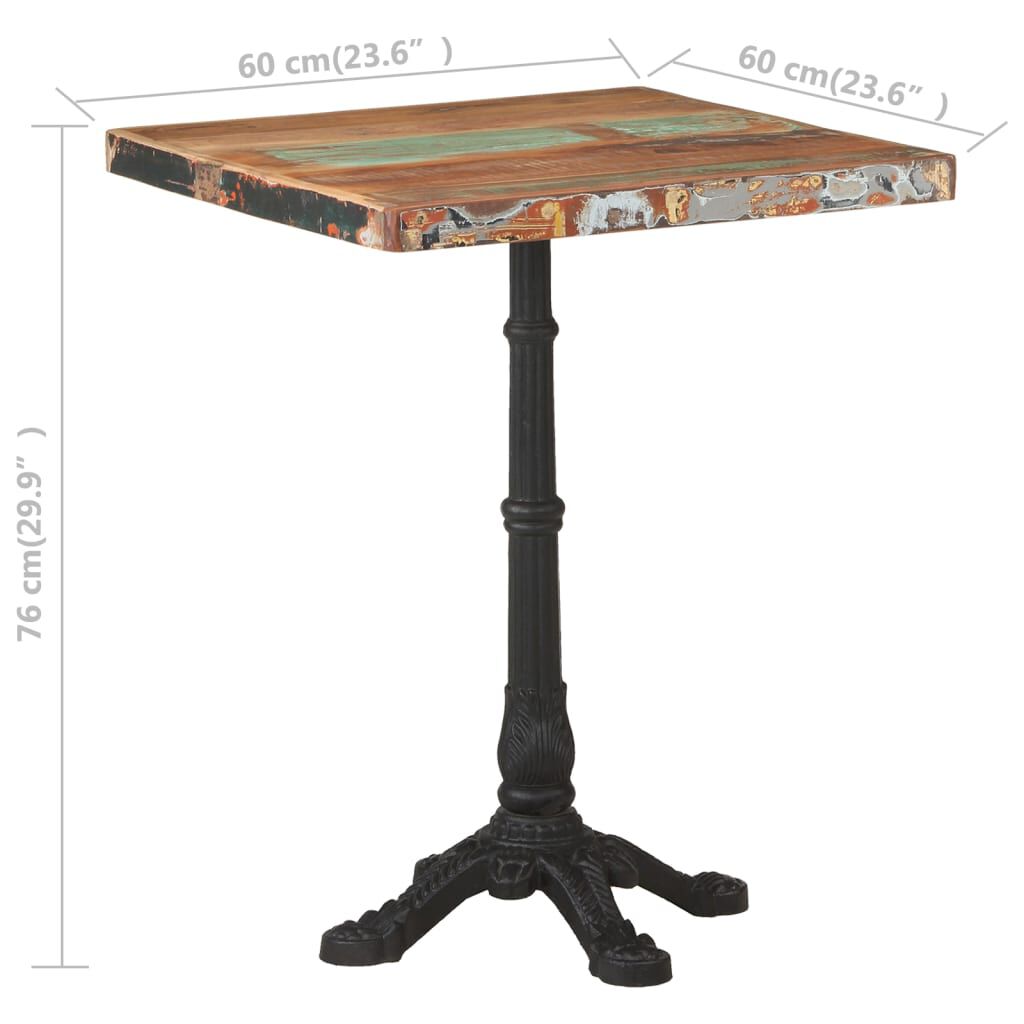 vidaXL Τραπέζι Bistro 60 x 60 x 76 εκ. Μασίφ Ανακυκλωμένο Ξύλο