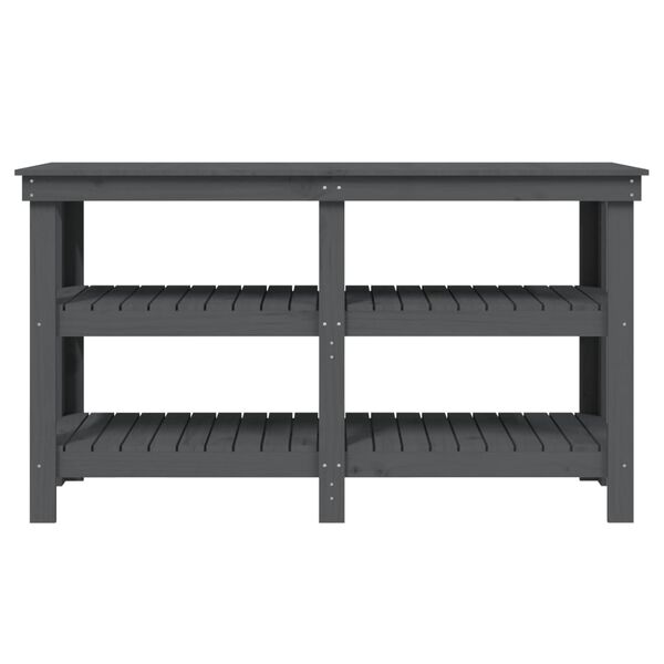 vidaXL Πάγκος Εργασίας Γκρι 142,5 x 50 x 80 εκ. από Μασίφ Ξύλο Πεύκου