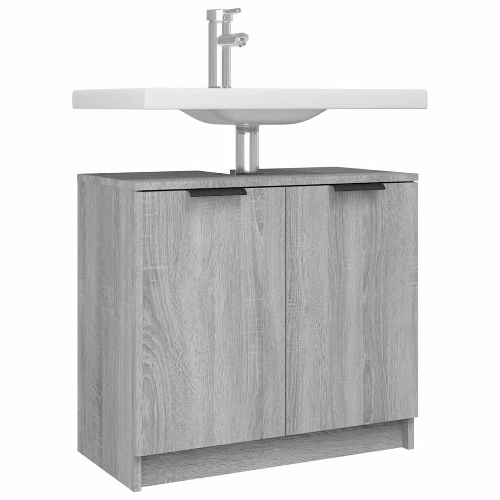 vidaXL Ντουλάπι Μπάνιου Γκρι sonoma 64,5x33,5x59 εκ Επεξεργασμένο Ξύλο