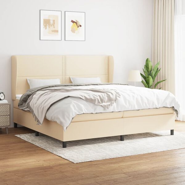 vidaXL &Kappa;&rho;&epsilon;&beta;ά&tau;&iota; Boxspring &mu;&epsilon; &Sigma;&tau;&rho;ώ&mu;&alpha; &Kappa;&rho;&epsilon;&mu; 200x200 &epsilon;&kappa;. &Upsilon;&phi;&alpha;&sigma;&mu;ά&tau;&iota;&nu;&omicron;