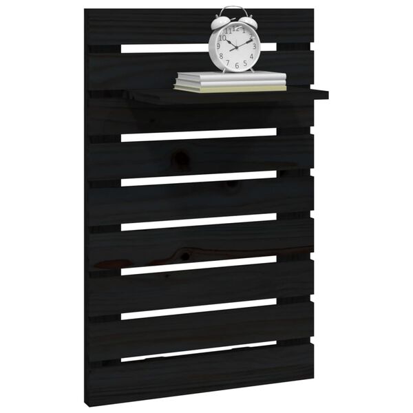 vidaXL Ράφια Κομοδίνου Επιτοίχια 2 τεμ. Μαύρα από Μασίφ Ξύλο Πεύκου