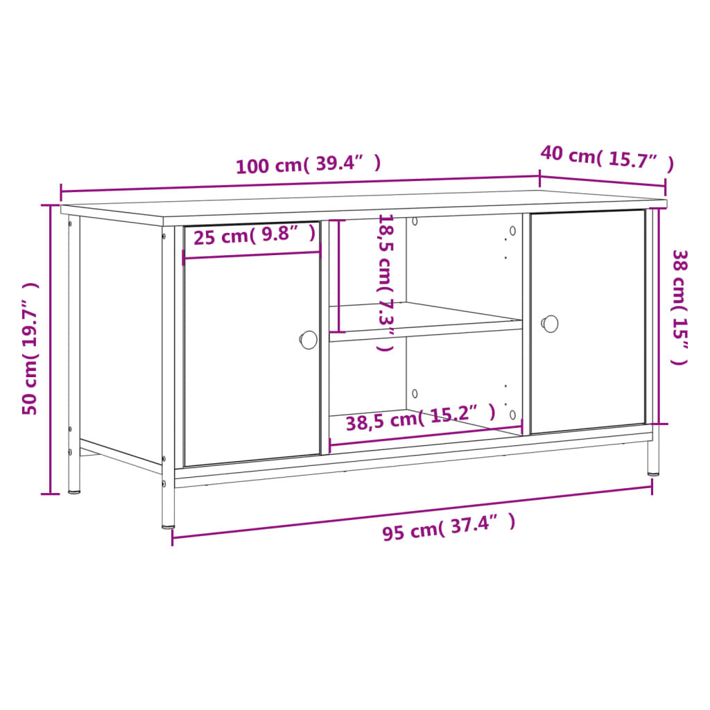 vidaXL Έπιπλο Τηλεόρασης Καφέ Δρυς 100x40x50 εκ. Επεξεργασμένο Ξύλο