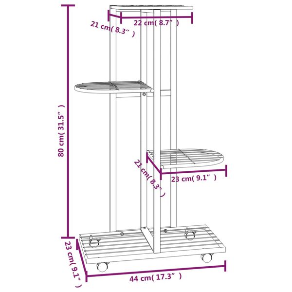 vidaXL Βάση Λουλουδιών 4 Επιπέδων με Ρόδες 44x23x80 εκ. Λευκή Σίδερο