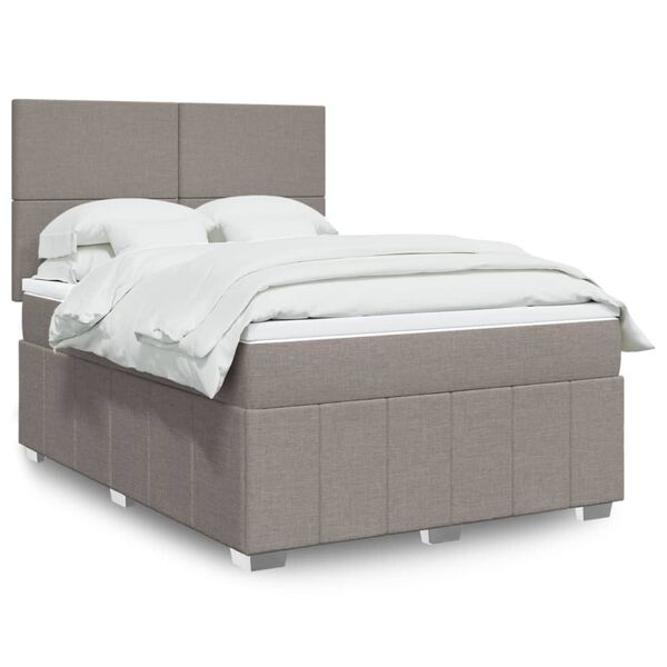 vidaXL &Kappa;&rho;&epsilon;&beta;ά&tau;&iota; Boxspring &mu;&epsilon; &Sigma;&tau;&rho;ώ&mu;&alpha; Taupe 140x200 &epsilon;&kappa;. &Upsilon;&phi;&alpha;&sigma;&mu;ά&tau;&iota;&nu;&omicron;