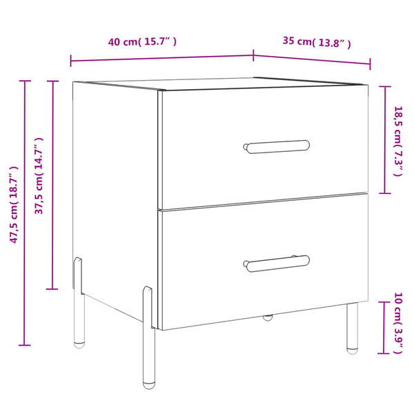 vidaXL Κομοδίνο Λευκό 40 x 35 x 47,5 εκ. από Επεξεργασμένο Ξύλο