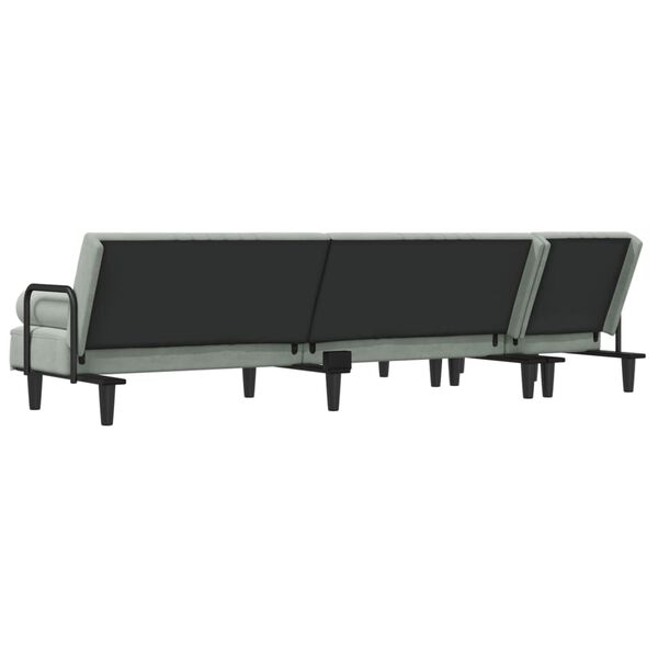 vidaXL Καναπές Κρεβάτι Γωνιακός Αν. Γκρι 260 x 140 x 70 εκ. Βελούδινος