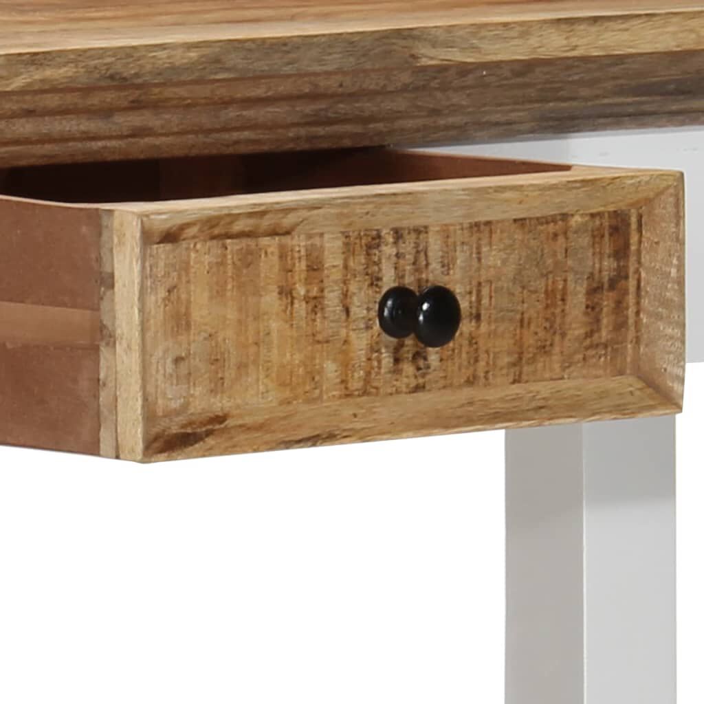 vidaXL Τραπέζι Κονσόλα Λευκό/Καφέ 110x35x75 εκ. από Μασίφ Ξύλο Μάνγκο