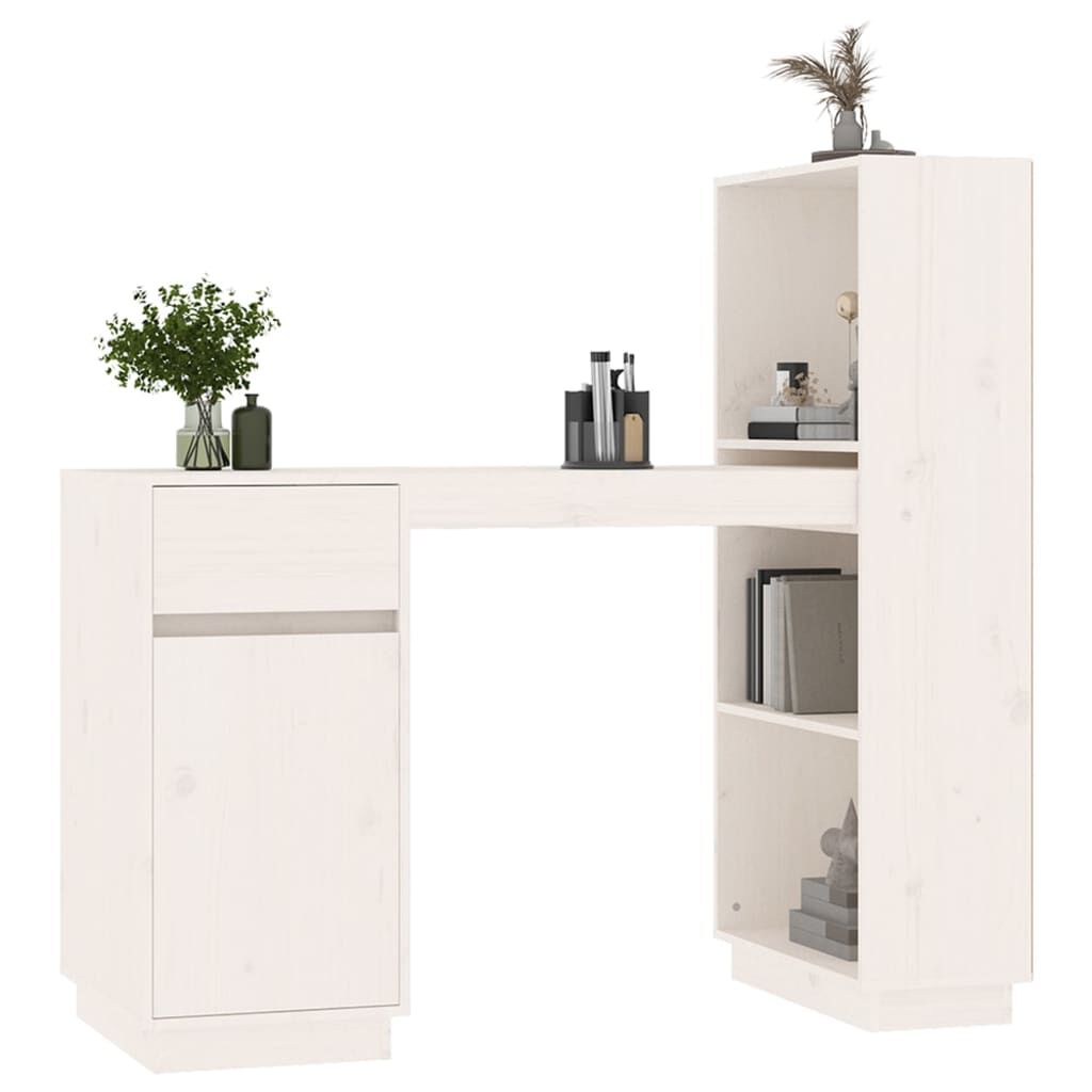 vidaXL Γραφείο Λευκό 110 x 53 x 117 εκ. από Μασίφ Ξύλο Πεύκου