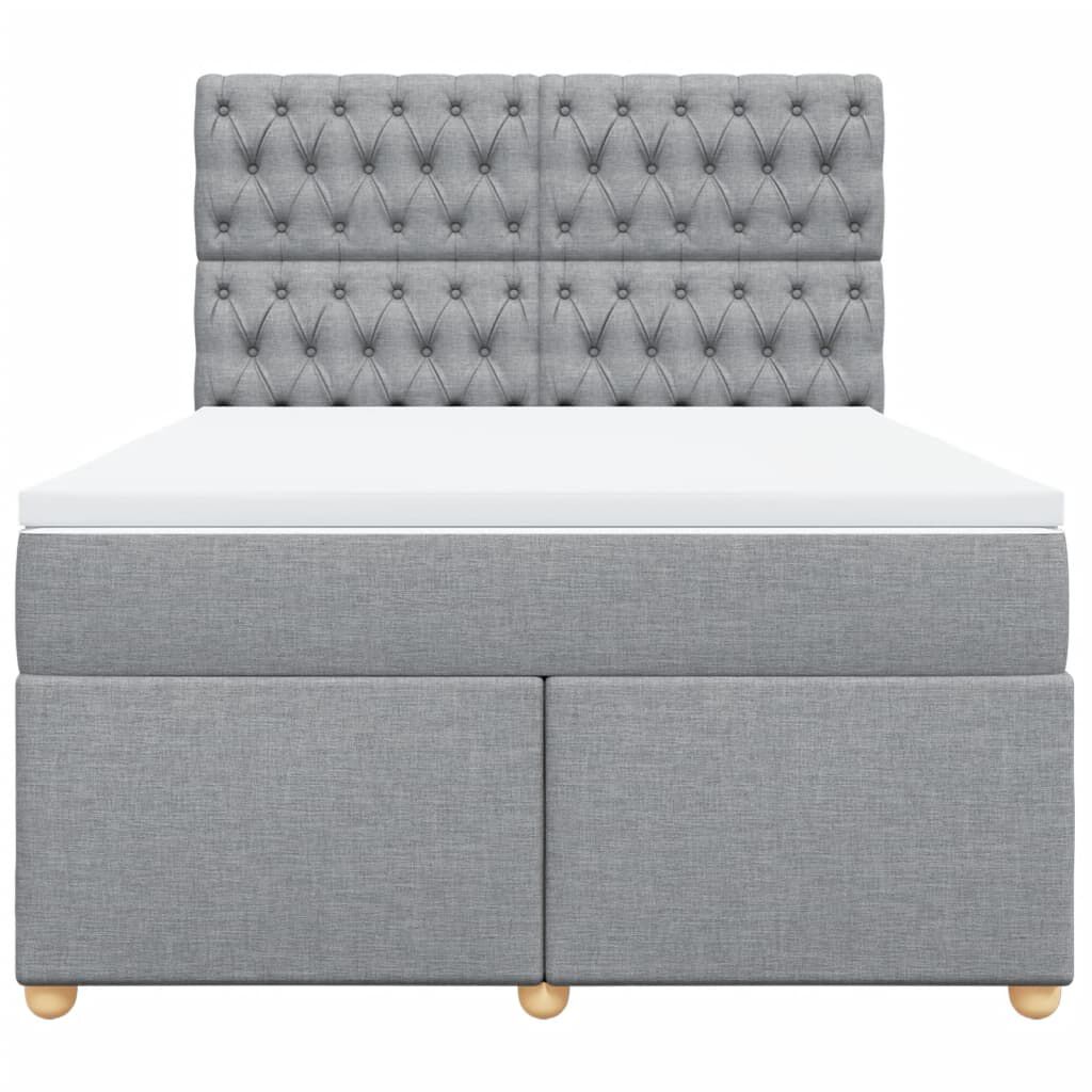 vidaXL Κρεβάτι Boxspring με Στρώμα Ανοιχτό Γκρι 140x190 εκ. Υφασμάτινο