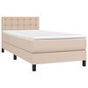vidaXL Κρεβάτι Boxspring Στρώμα&LED Καπουτσίνο 90x190 εκ. Συνθ. Δέρμα