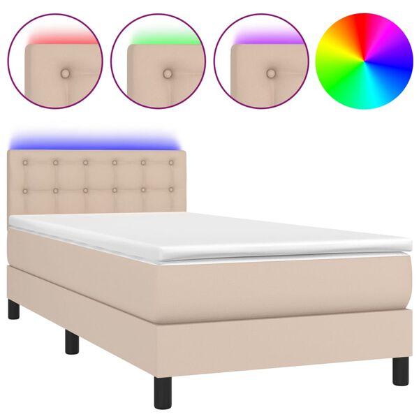 vidaXL &Kappa;&rho;&epsilon;&beta;ά&tau;&iota; Boxspring &Sigma;&tau;&rho;ώ&mu;&alpha;&LED &Kappa;&alpha;&pi;&omicron;&upsilon;&tau;&sigma;ί&nu;&omicron; 100x200 &epsilon;&kappa;. &Sigma;&upsilon;&nu;&theta;. &Delta;έ&rho;&mu;&alpha;