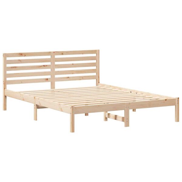 vidaXL Σκελετός Κρεβατιού Καφέ 140 x 200 cm Μασίφ ξύλο πεύκου