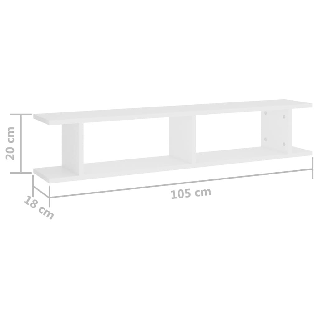 vidaXL Ραφιέρες Τοίχου 2 τεμ. Λευκές 105 x 18 x 20 εκ. από Μοριοσανίδα