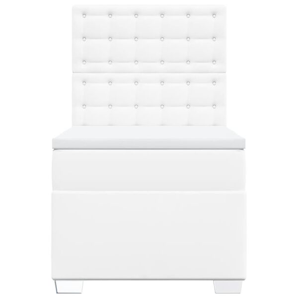 vidaXL Κρεβάτι Boxspring με Στρώμα Λευκό 90x200εκ. από Συνθετικό Δέρμα