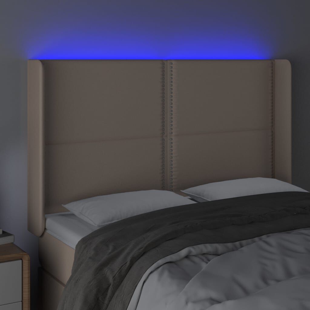 vidaXL Κεφαλάρι Κρεβατιού LED Καπουτσίνο 147x16x118/128 εκ