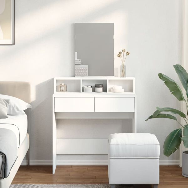 vidaXL Μπουντουάρ με Καθρέφτη Λευκό 80x41x144,5 εκ.