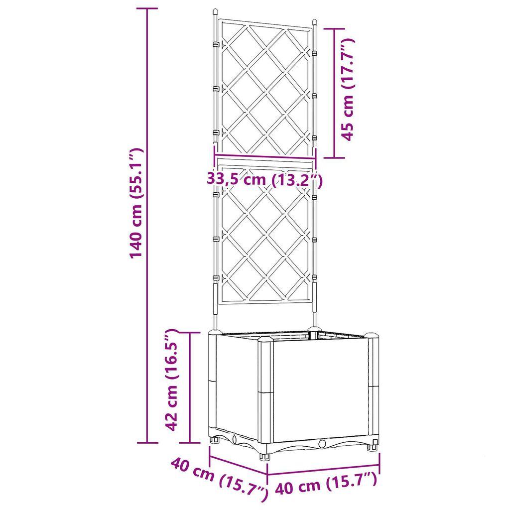 vidaXL Γλάστρα Κήπου με Πλέγμα Καφέ 40x40x143 εκ