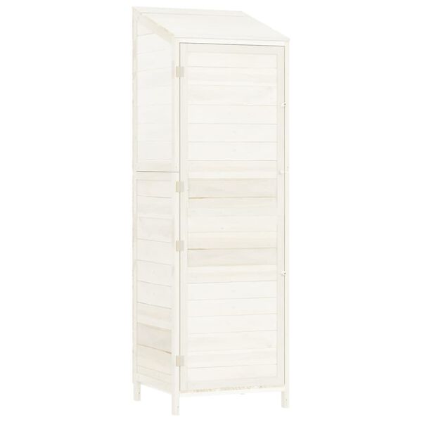 vidaXL Αποθήκη Κήπου Λευκή 55 x 52 x 174,5 εκ. από Μασίφ Ξύλο Ελάτης